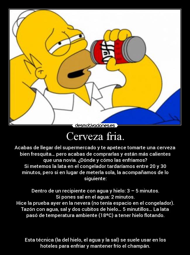 Cerveza fria. -