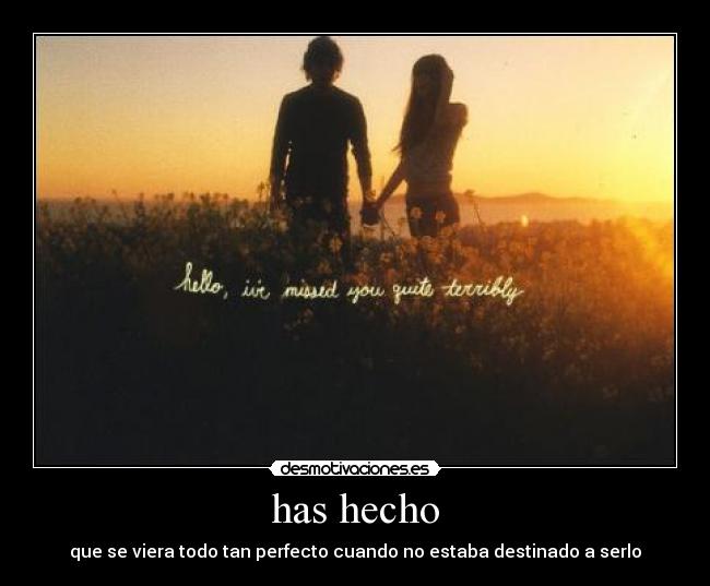 has hecho - que se viera todo tan perfecto cuando no estaba destinado a serlo