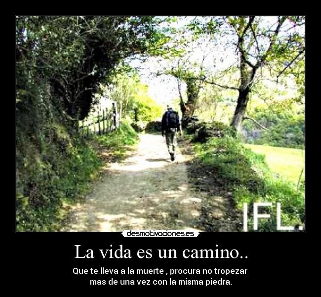 La vida es un camino.. - Que te lleva a la muerte , procura no tropezar 
mas de una vez con la misma piedra.