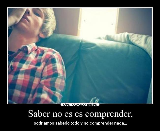 Saber no es es comprender, - podriamos saberlo todo y no comprender nada...