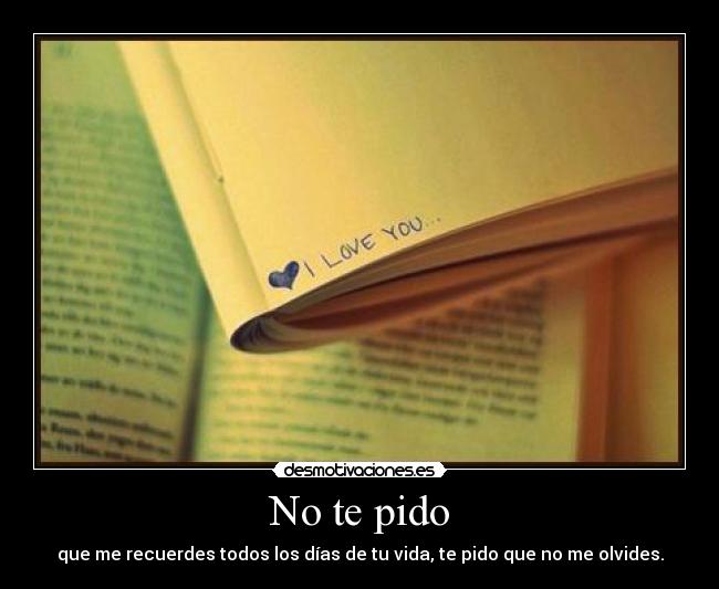 No te pido - que me recuerdes todos los días de tu vida, te pido que no me olvides.
