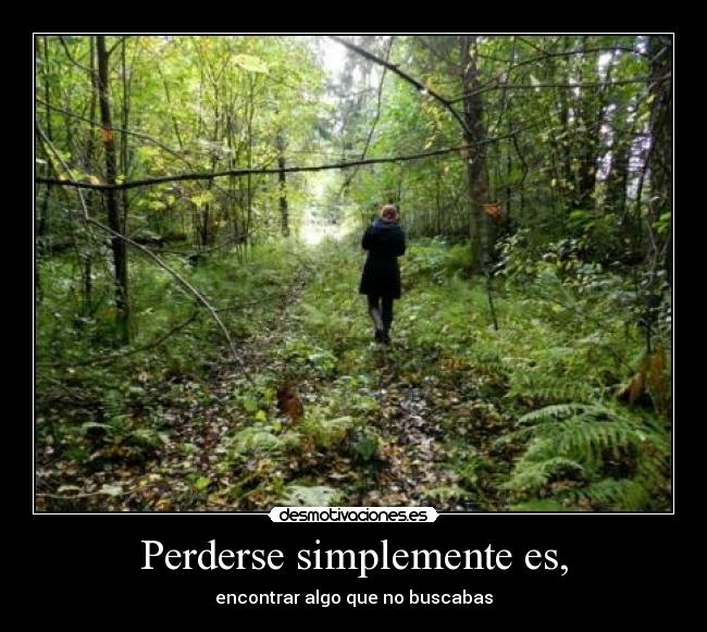 Perderse simplemente es, - encontrar algo que no buscabas