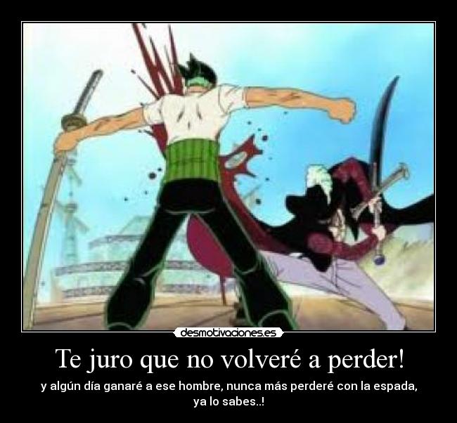 Te juro que no volveré a perder! - y algún día ganaré a ese hombre, nunca más perderé con la espada, ya lo sabes..!