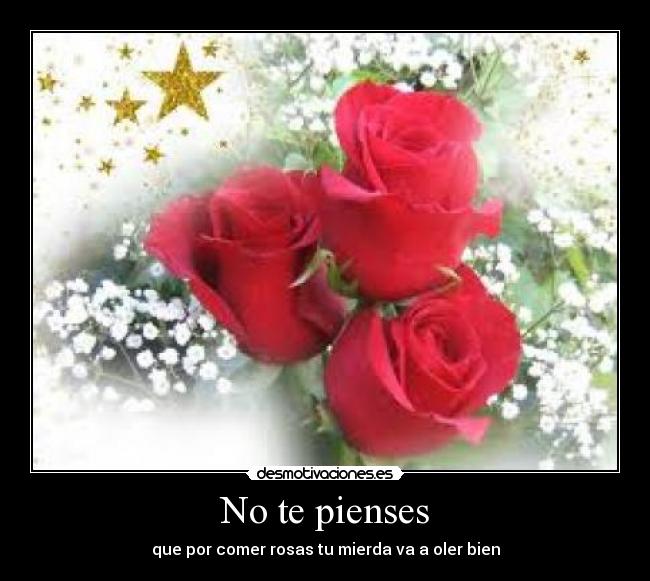 No te pienses - que por comer rosas tu mierda va a oler bien