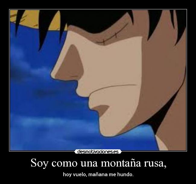 Soy como una montaña rusa, - hoy vuelo, mañana me hundo.