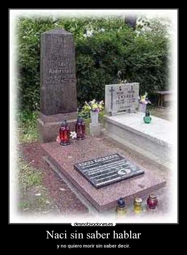 Naci sin saber hablar - y no quiero morir sin saber decir.