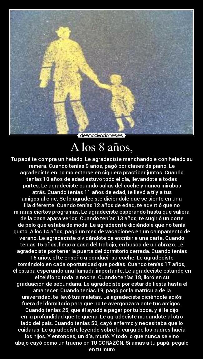 A los 8 años, -