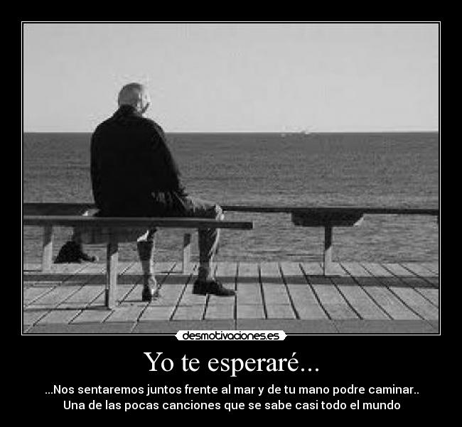 Yo te esperaré... - ...Nos sentaremos juntos frente al mar y de tu mano podre caminar..
Una de las pocas canciones que se sabe casi todo el mundo