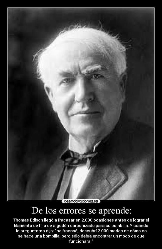 carteles errores edison bombilla aprender desmotivaciones