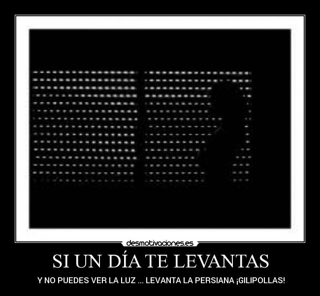 SI UN DÍA TE LEVANTAS -  Y NO PUEDES VER LA LUZ ... LEVANTA LA PERSIANA ¡GILIPOLLAS!