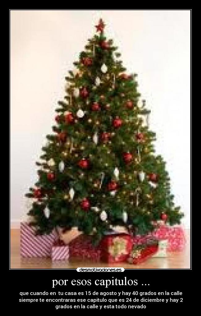 por esos capitulos ... - que cuando en  tu casa es 15 de agosto y hay 40 grados en la calle
siempre te encontraras ese capitulo que es 24 de diciembre y hay 2
grados en la calle y esta todo nevado