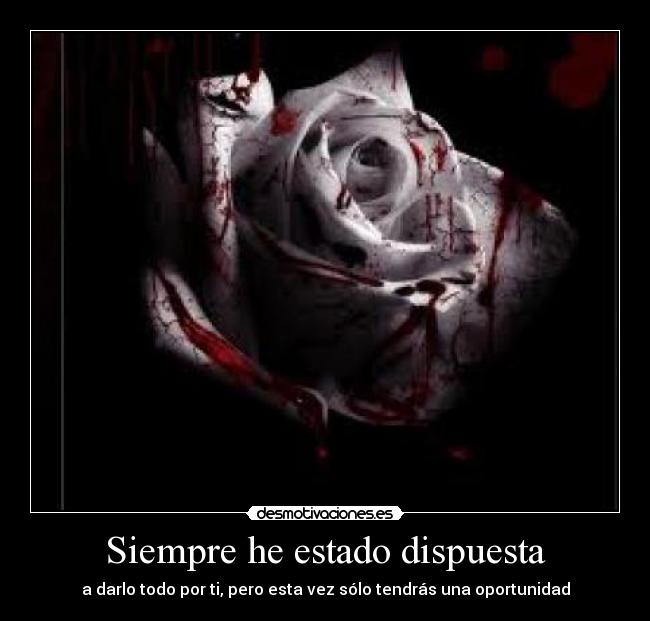 Siempre he estado dispuesta - a darlo todo por ti, pero esta vez sólo tendrás una oportunidad