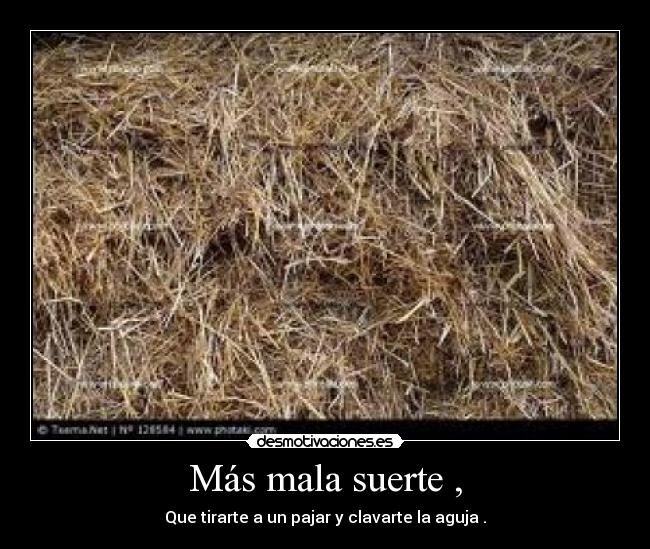 Más mala suerte , - Que tirarte a un pajar y clavarte la aguja .