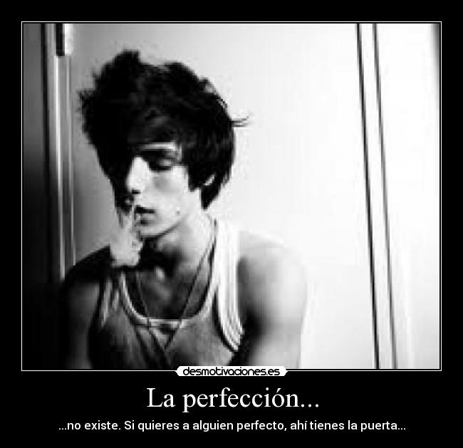 La perfección... - ...no existe. Si quieres a alguien perfecto, ahí tienes la puerta...