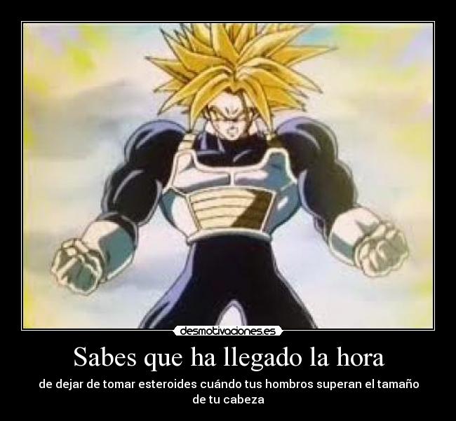 Sabes que ha llegado la hora - de dejar de tomar esteroides cuándo tus hombros superan el tamaño
de tu cabeza