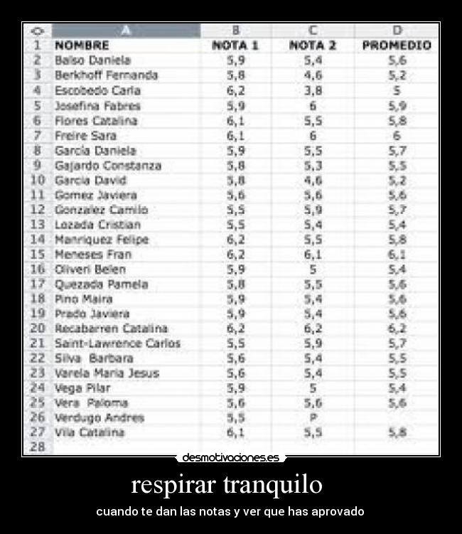 respirar tranquilo - cuando te dan las notas y ver que has aprovado