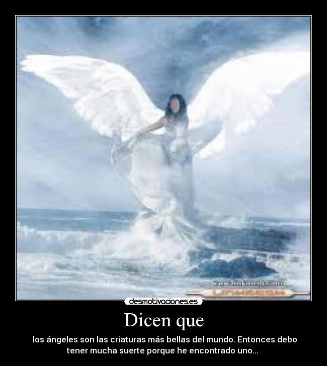 Dicen que -  los ángeles son las criaturas más bellas del mundo. Entonces debo
tener mucha suerte porque he encontrado uno... 