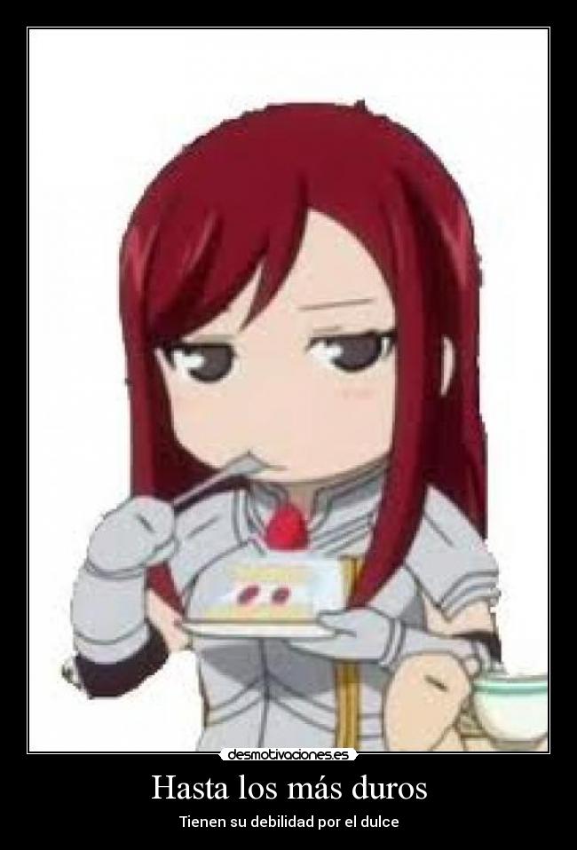 carteles erza fairy tail dulce duro scarlet pastel desmotivaciones