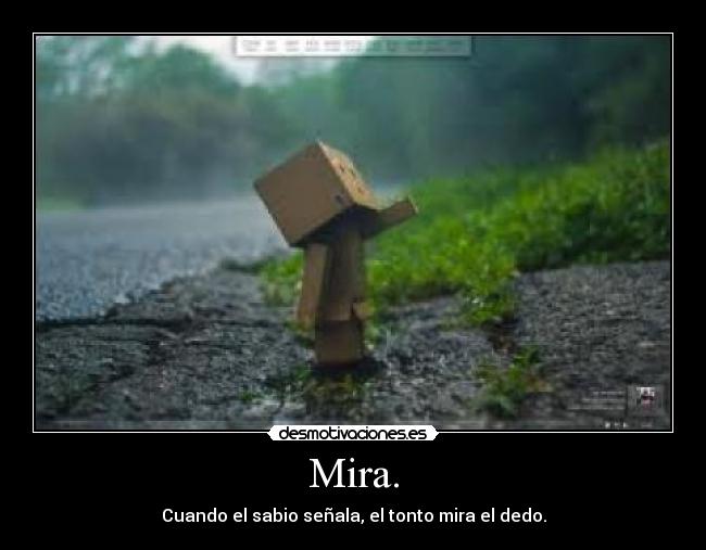 Mira. - Cuando el sabio señala, el tonto mira el dedo.