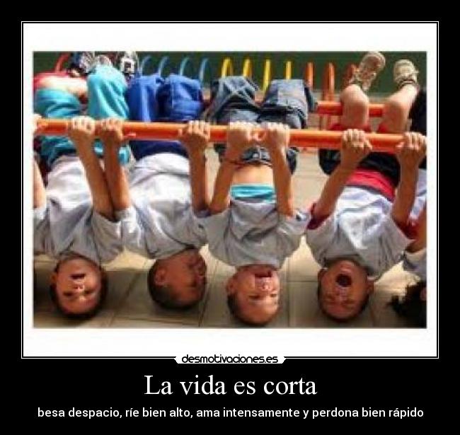 La vida es corta - besa despacio, ríe bien alto, ama intensamente y perdona bien rápido