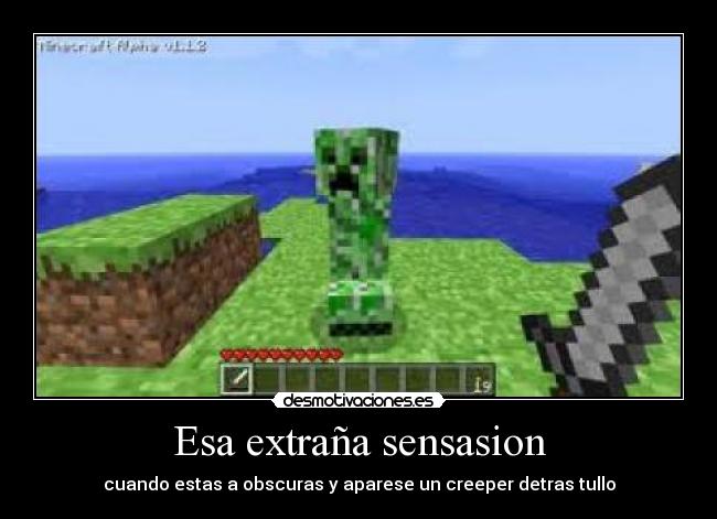 Esa extraña sensasion - cuando estas a obscuras y aparese un creeper detras tullo
