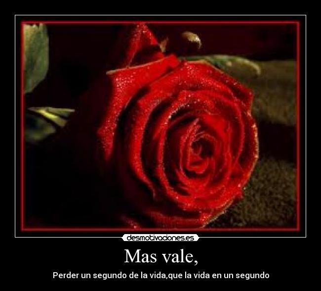 Mas vale, - Perder un segundo de la vida,que la vida en un segundo
