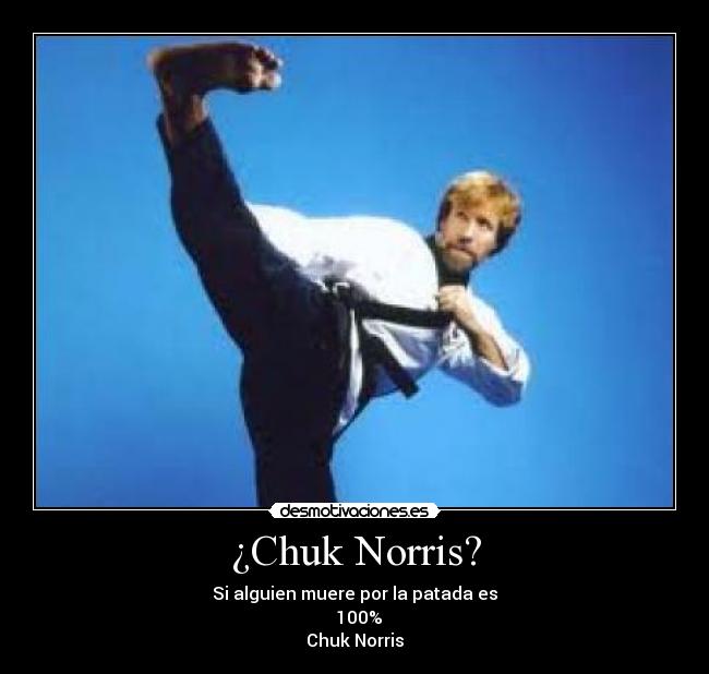 ¿Chuk Norris? - Si alguien muere por la patada es
  100%
Chuk Norris