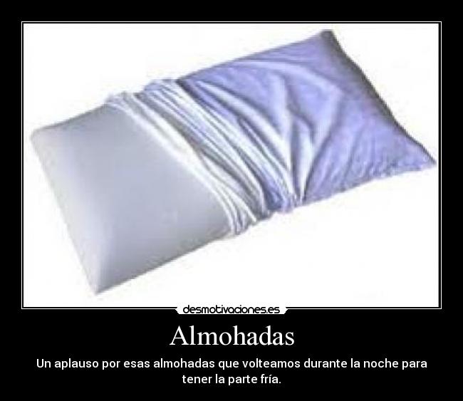Almohadas - Un aplauso por esas almohadas que volteamos durante la noche para
tener la parte fría.