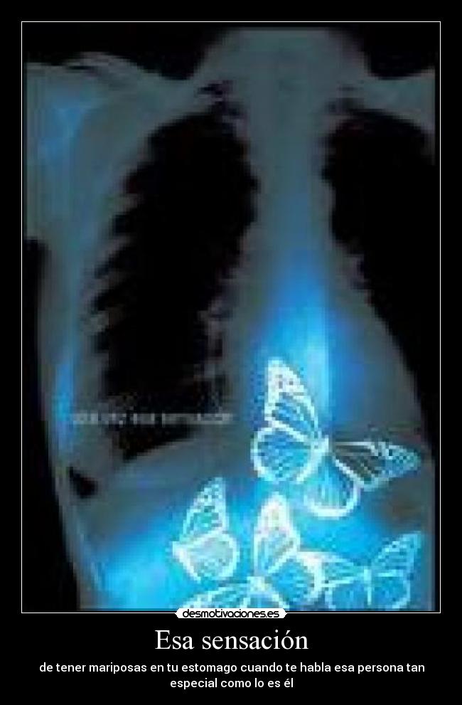 Esa sensación - de tener mariposas en tu estomago cuando te habla esa persona tan
especial como lo es él