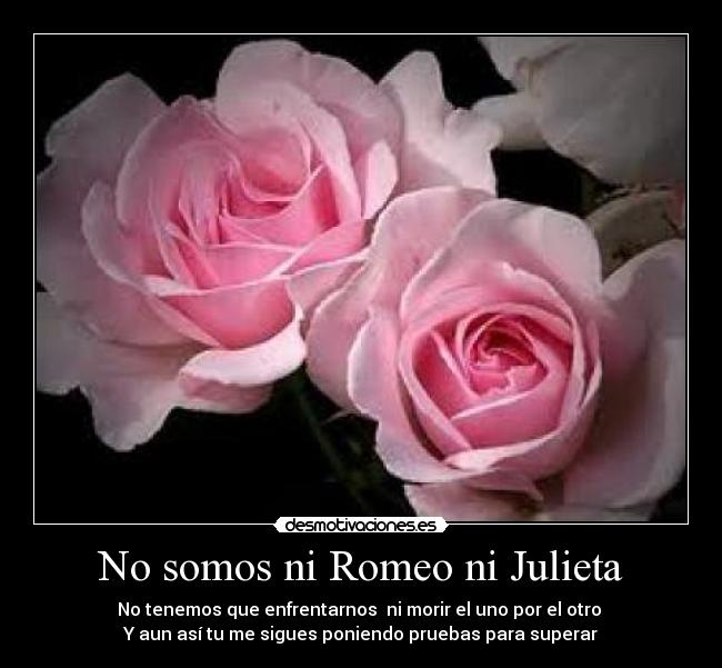 No somos ni Romeo ni Julieta - No tenemos que enfrentarnos ni morir el uno por el otro
Y aun así tu me sigues poniendo pruebas para superar