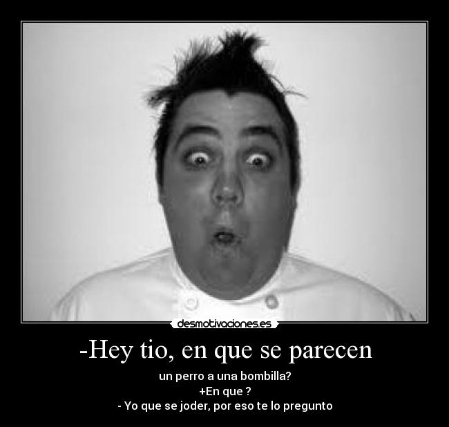 -Hey tio, en que se parecen - un perro a una bombilla?
+En que ?
- Yo que se joder, por eso te lo pregunto