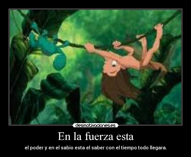 En la fuerza esta - el poder y en el sabio esta el saber con el tiempo todo llegara.