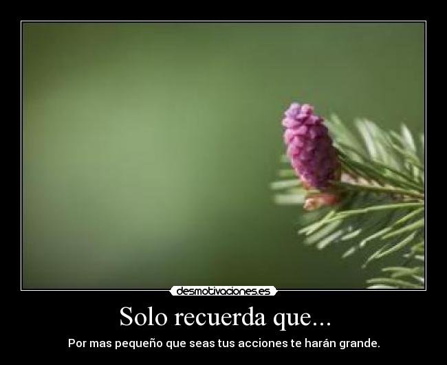Solo recuerda que... - Por mas pequeño que seas tus acciones te harán grande.