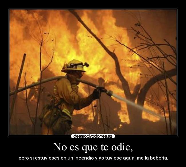 No es que te odie, - pero si estuvieses en un incendio y yo tuviese agua, me la bebería.