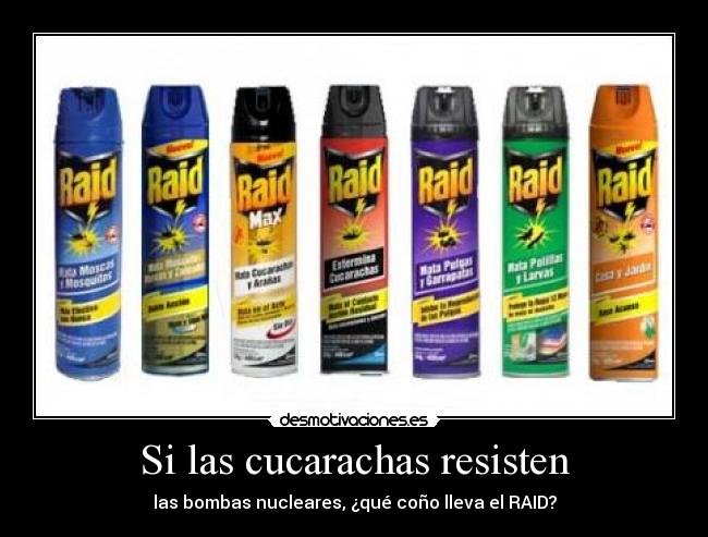 Si las cucarachas resisten - las bombas nucleares, ¿qué coño lleva el RAID?