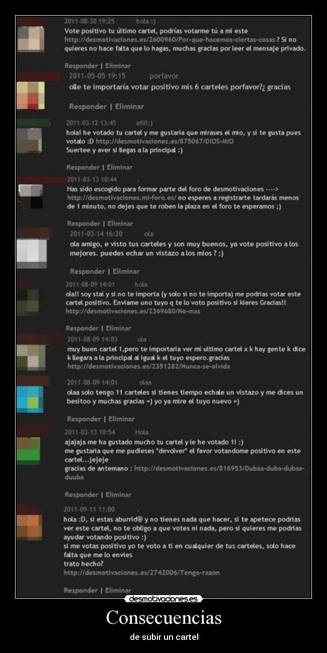 Consecuencias - de subir un cartel