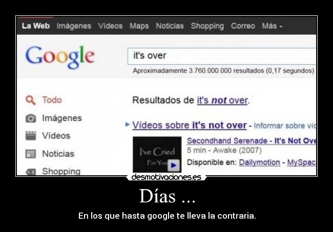 Días ... - En los que hasta google te lleva la contraria.