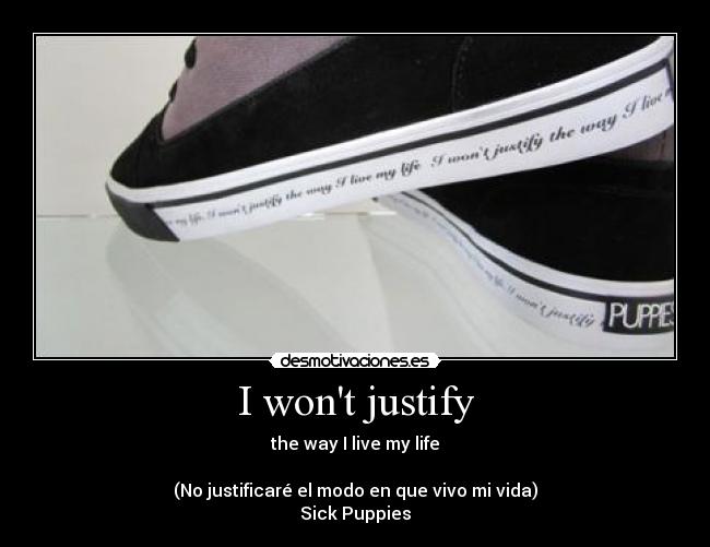 I wont justify - the way I live my life
(No justificaré el modo en que vivo mi vida)
Sick Puppies