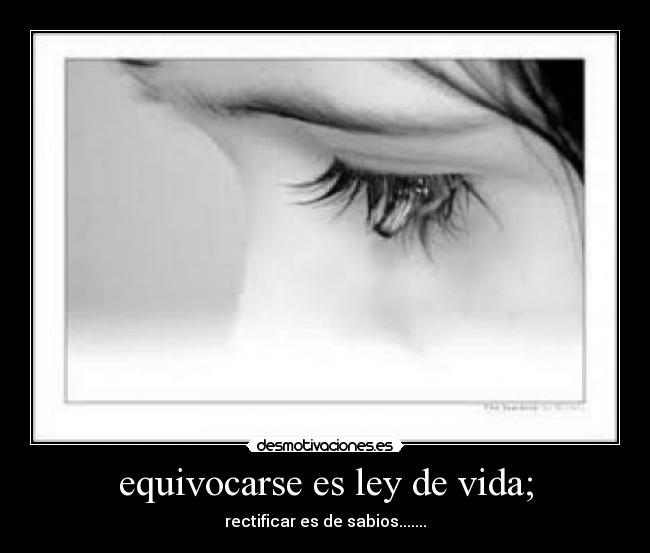 equivocarse es ley de vida; - rectificar es de sabios.......