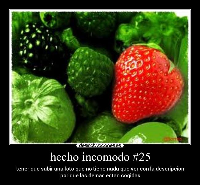 hecho incomodo #25 - tener que subir una foto que no tiene nada que ver con la descripcion
por que las demas estan cogidas