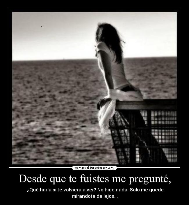 Desde que te fuistes me pregunté, - ¿Qué haría si te volviera a ver? No hice nada. Solo me quede mirandote de lejos...