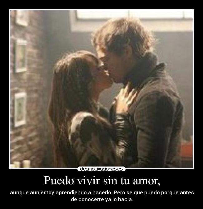 Puedo vivir sin tu amor, - aunque aun estoy aprendiendo a hacerlo. Pero se que puedo porque antes
de conocerte ya lo hacia.