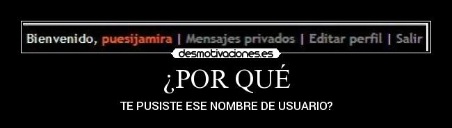 ¿POR QUÉ - TE PUSISTE ESE NOMBRE DE USUARIO?