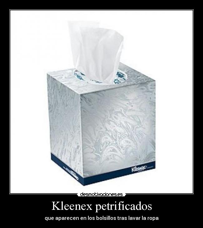Kleenex petrificados - que aparecen en los bolsillos tras lavar la ropa