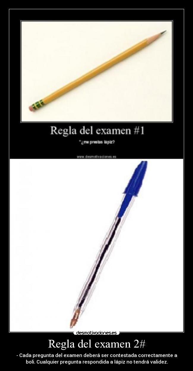Regla del examen 2# - - Cada pregunta del examen deberá ser contestada correctamente a
boli. Cualquier pregunta respondida a lápiz no tendrá validez.