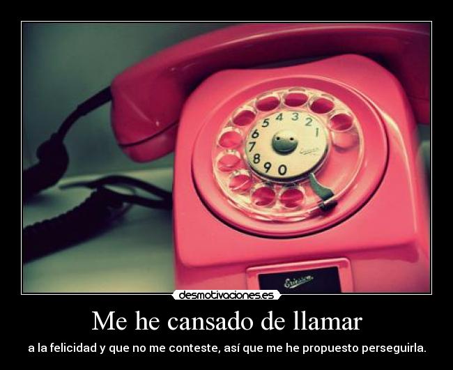 Me he cansado de llamar - a la felicidad y que no me conteste, así que me he propuesto perseguirla.