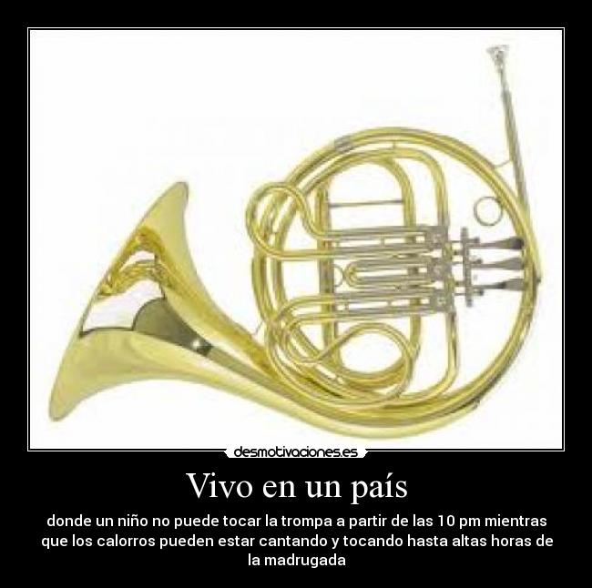 Vivo en un país - donde un niño no puede tocar la trompa a partir de las 10 pm mientras
que los calorros pueden estar cantando y tocando hasta altas horas de
la madrugada