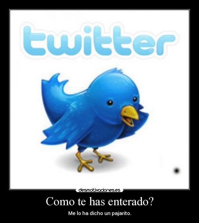 Como te has enterado? - Me lo ha dicho un pajarito.