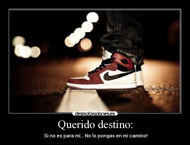 Querido destino: -  Si no es para mí... No lo pongas en mi camino!