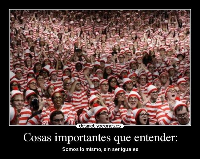 Cosas importantes que entender: - Somos lo mismo, sin ser iguales